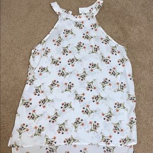 White Floral Tank Top